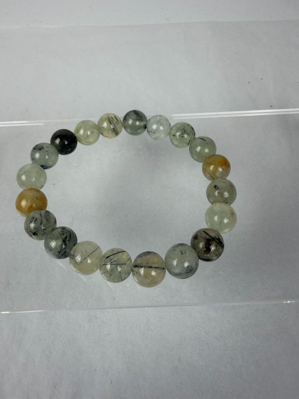 Title: Natural Prehnite with Black Tourmaline,Pale Green Gemstone Healing Crysta